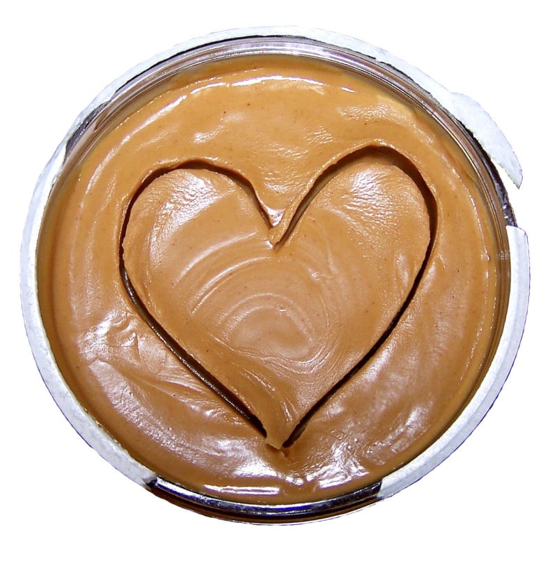 heart drawn in peanut butter 