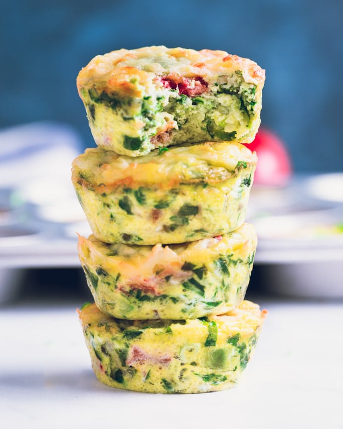 4 Healthy Breakfast Egg Muffins Stacked