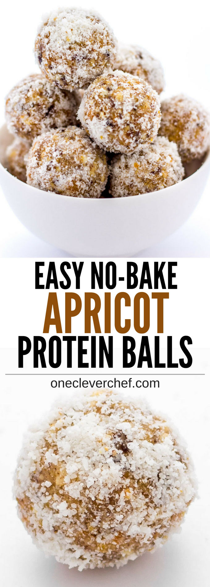 These Apricot Protein Balls are naturally sweetened, easy to make and SO tasty! | www.onecleverchef.com