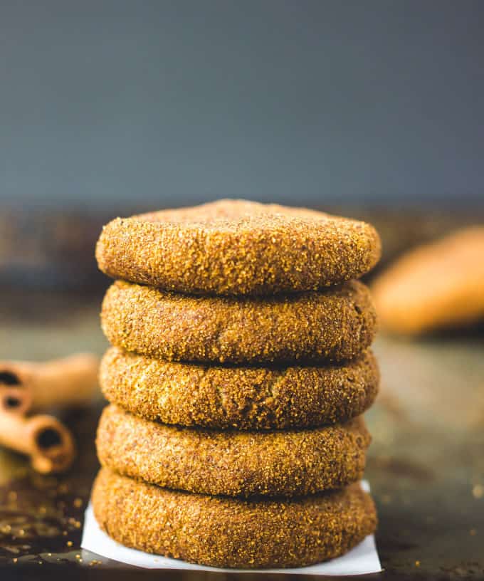 These paleo pumpkin spice protein cookies are soft, chewy and so tasty. Looking for the perfect fall treat? These are the ones. Protein-packed, easy to make and super healthy, these delicious snickerdoodle protein cookies are also paleo, vegan, gluten-free, dairy-free, flourless, grain-free and egg-free. | www.onecleverchef.com