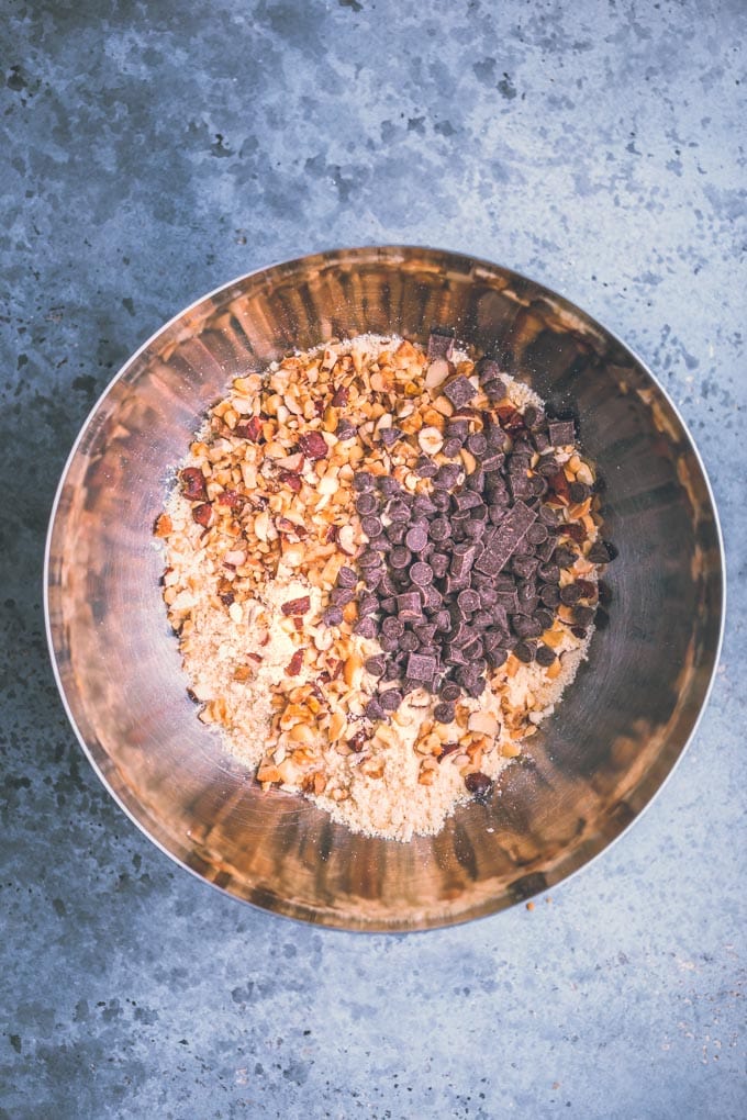 Coogie dough protein bar ingredients in a bowl, unmixed