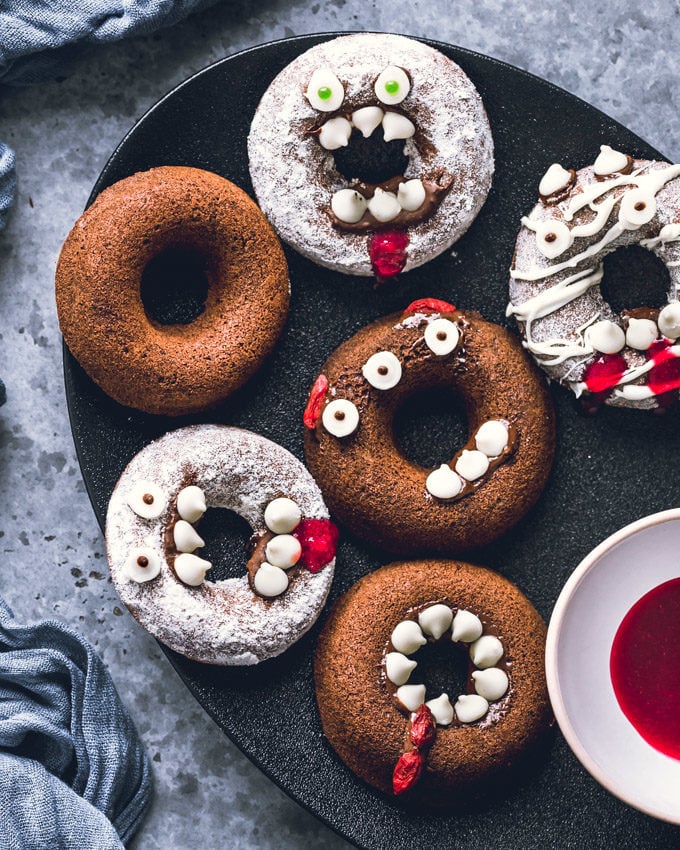 Monster-Shaped, Healthy Baked Halloween Donuts